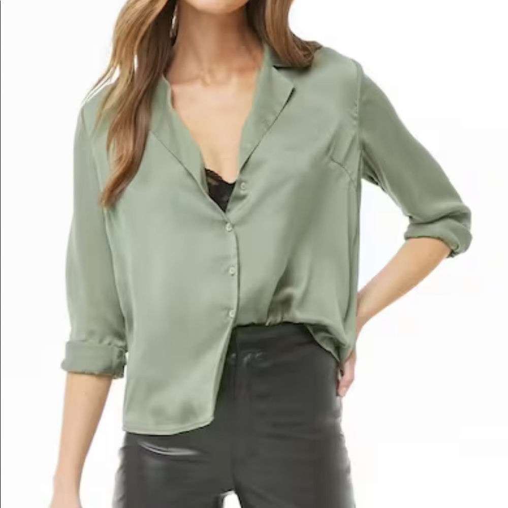 Satin Notched-Collar Shirt